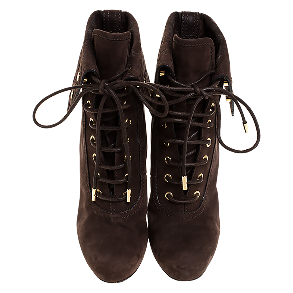 Leather lace up boots Louis Vuitton Brown size 39 EU in Leather - 34917308