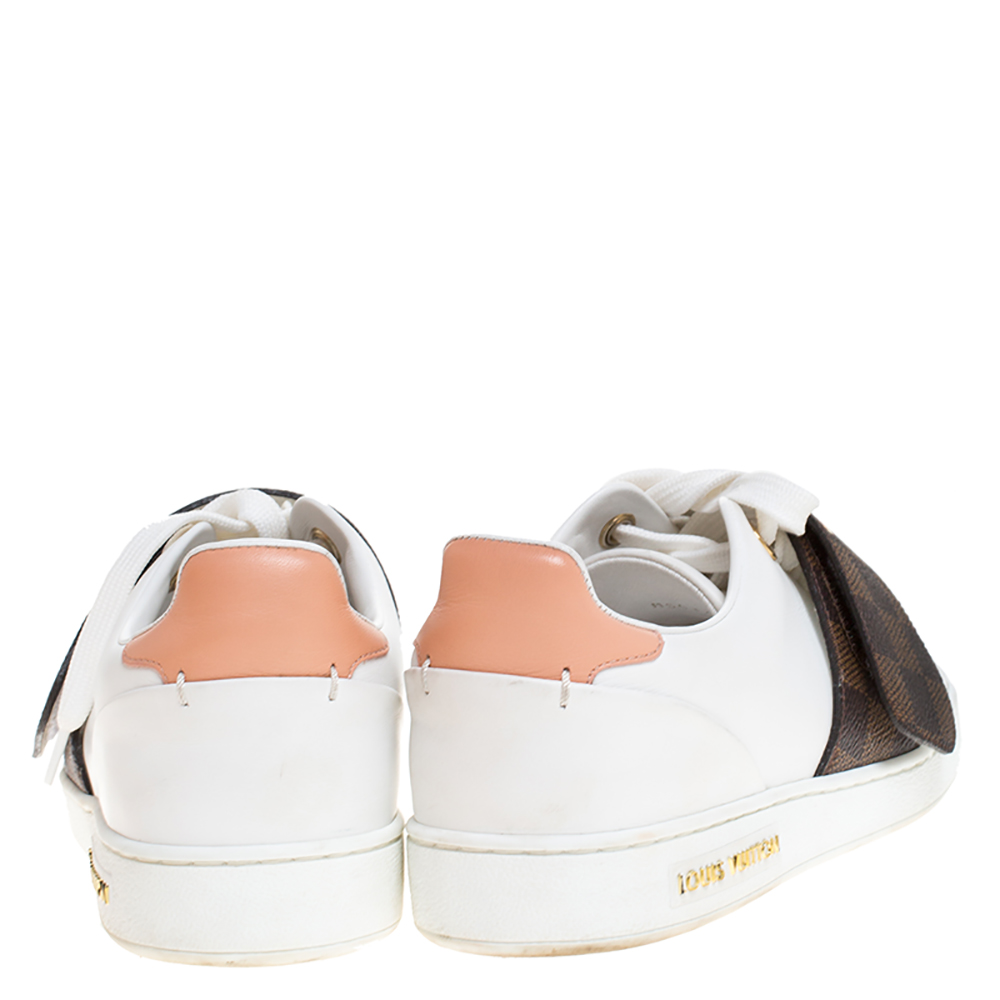 Louis Vuitton White Leather And Canvas Trim Frontrow Low Top Sneakers Size 37.5 Louis Vuitton | TLC