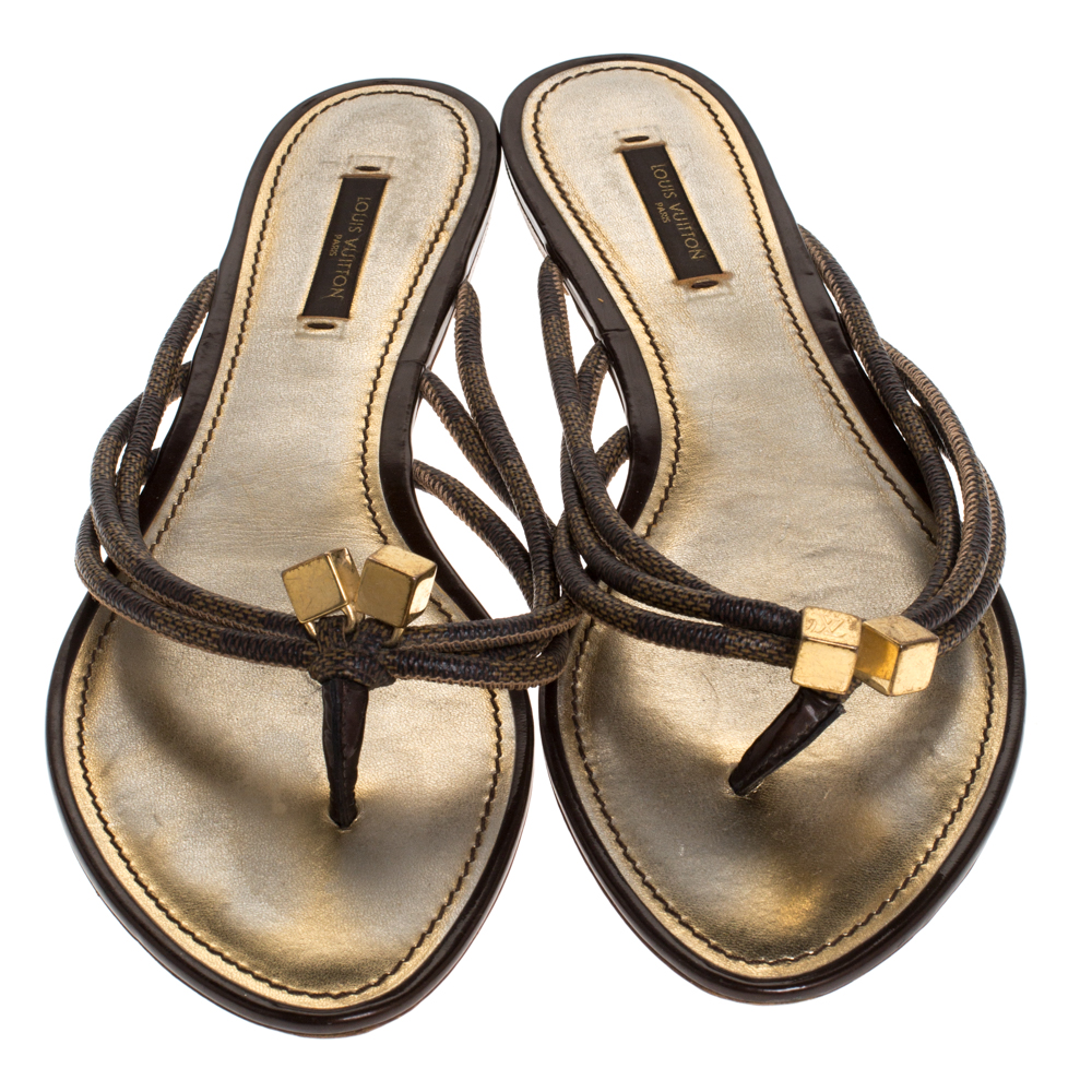 Louis Vuitton Damier Leather Flat Thong Sandals