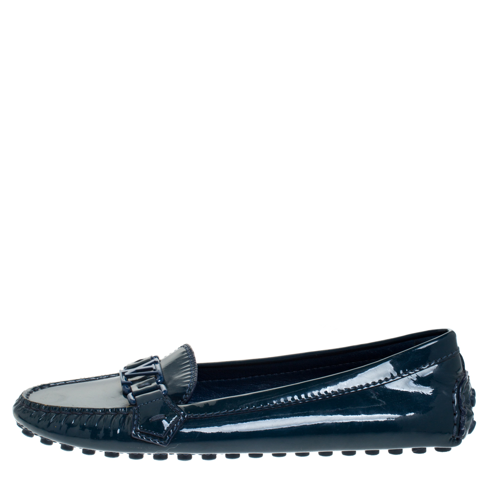 

Louis Vuitton Dark Teal Patent Leather Oxford Loafers Size, Blue