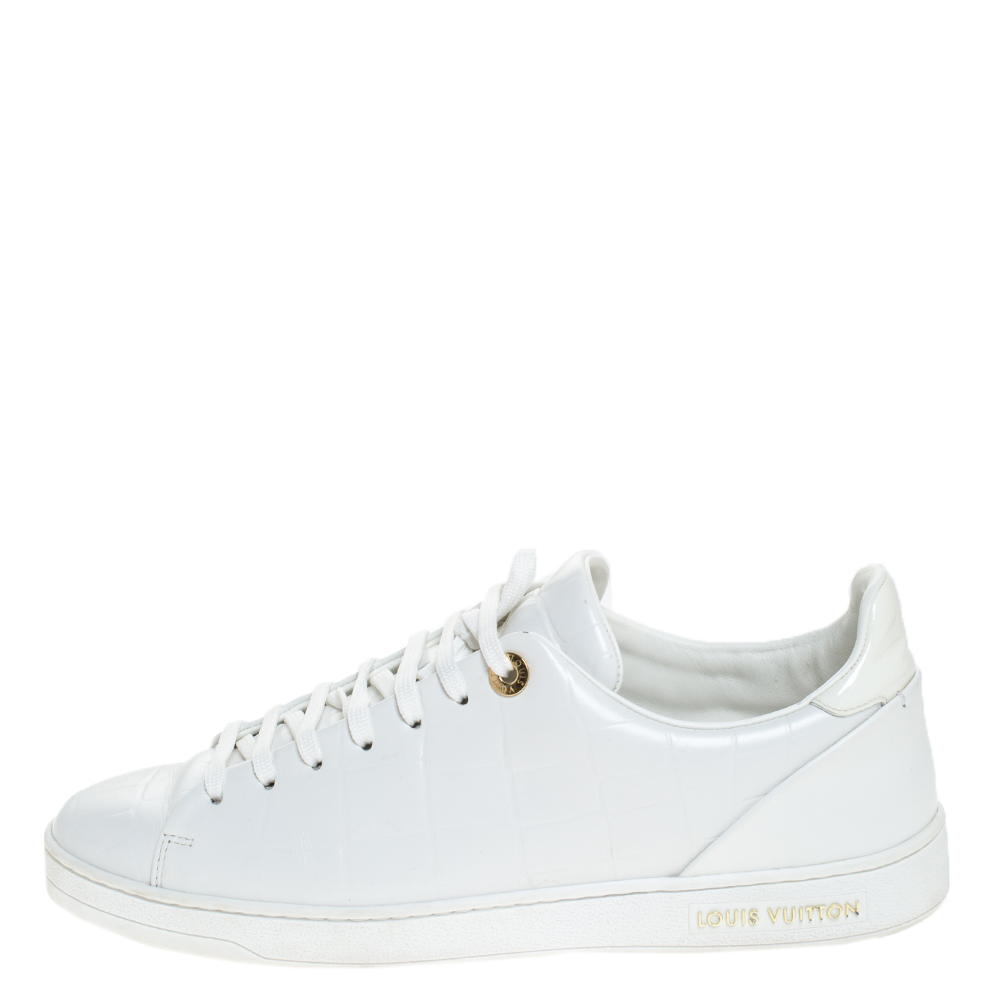 Louis Vuitton White Monogram Embossed Sneaker 38 – The Closet