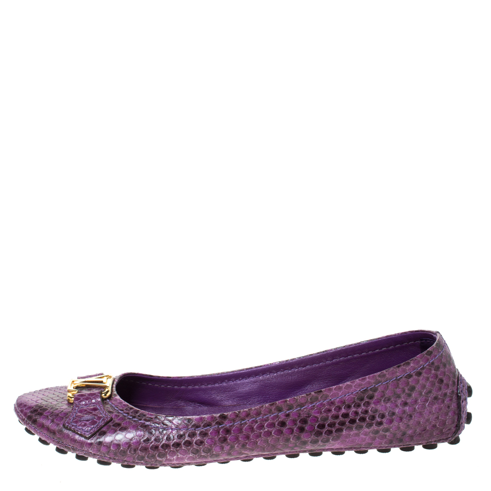 

Louis Vuitton Purple Python Leather Oxford Ballet Flats Size