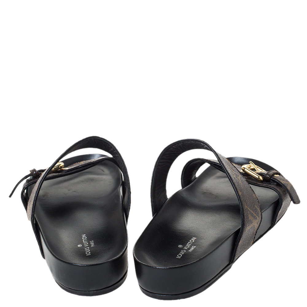 Bom dia leather sandal Louis Vuitton Brown size 37.5 EU in Leather -  32639619