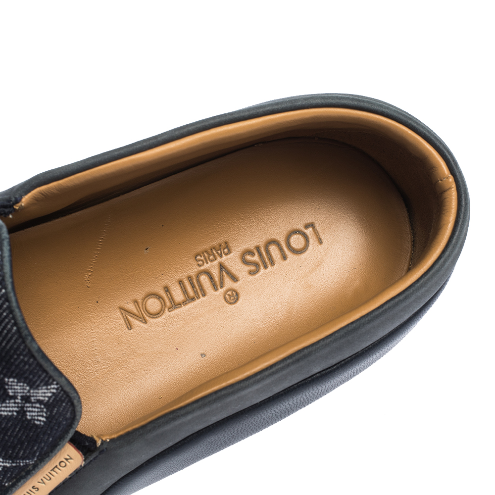 Louis Vuitton Blue Monogram Denim Tempo Slip On Sneakers Size 39 Louis  Vuitton