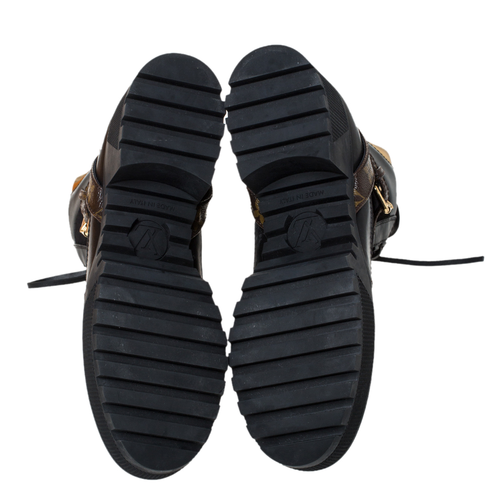 Louis Vuitton Black/Brown Suede And Monogram Canvas Laureate Platform Desert Ankle Boots Size 37 ...