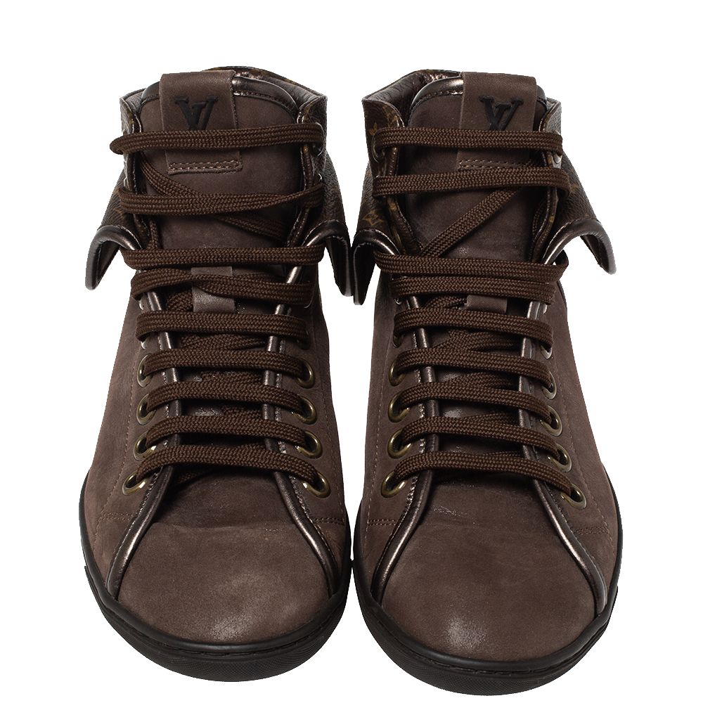 Louis Vuitton Brown Monogram Canvas & Leather Brea Sneaker Boots Size 36  Louis Vuitton