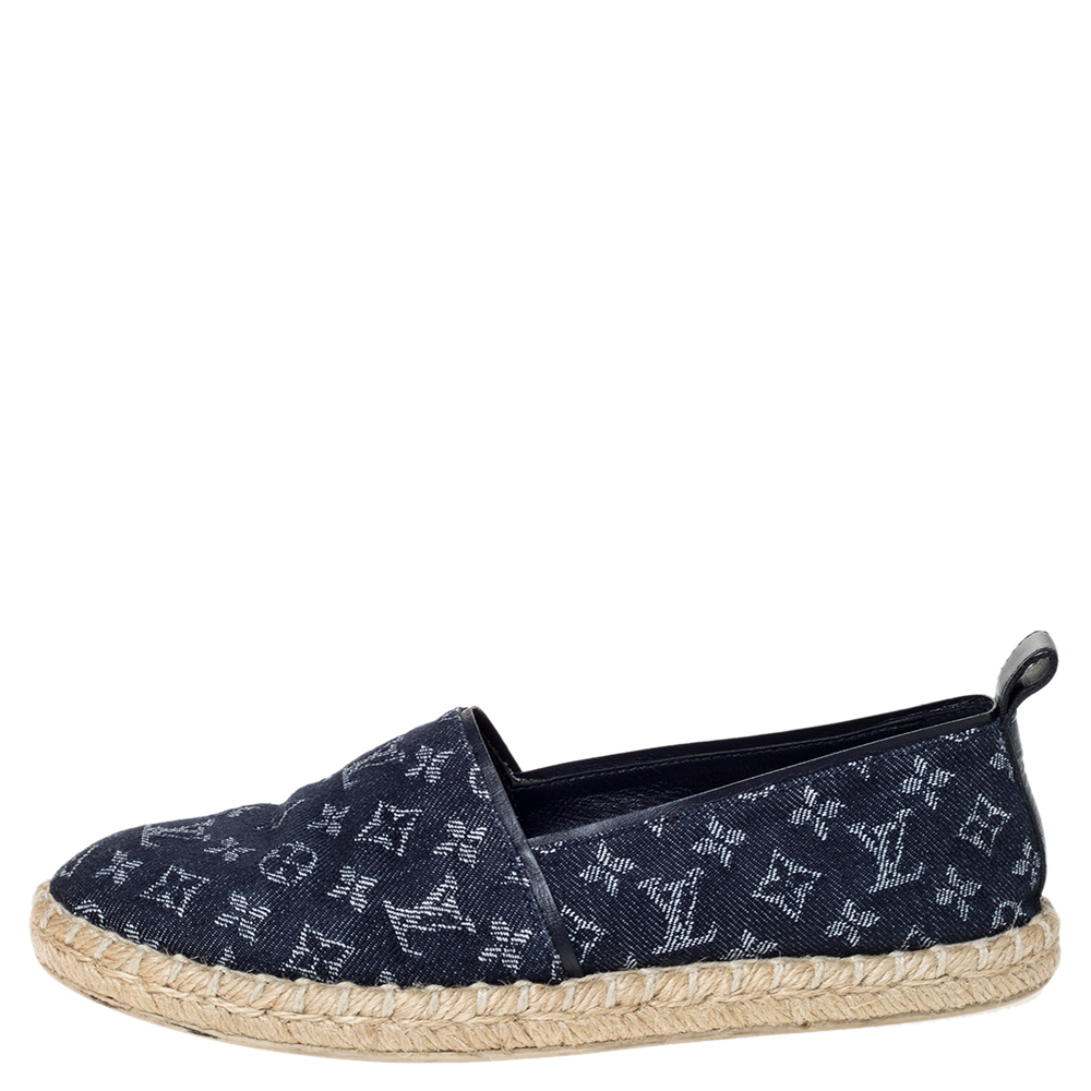 

Louis Vuitton Blue Monogram Denim Waterfall Espadrilles Size