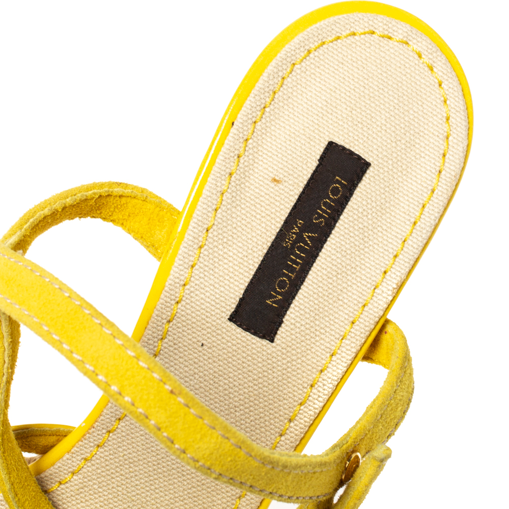 Louis Vuitton Yellow Suede and Leather Charms Ankle Strap Sandals Size 39  Louis Vuitton