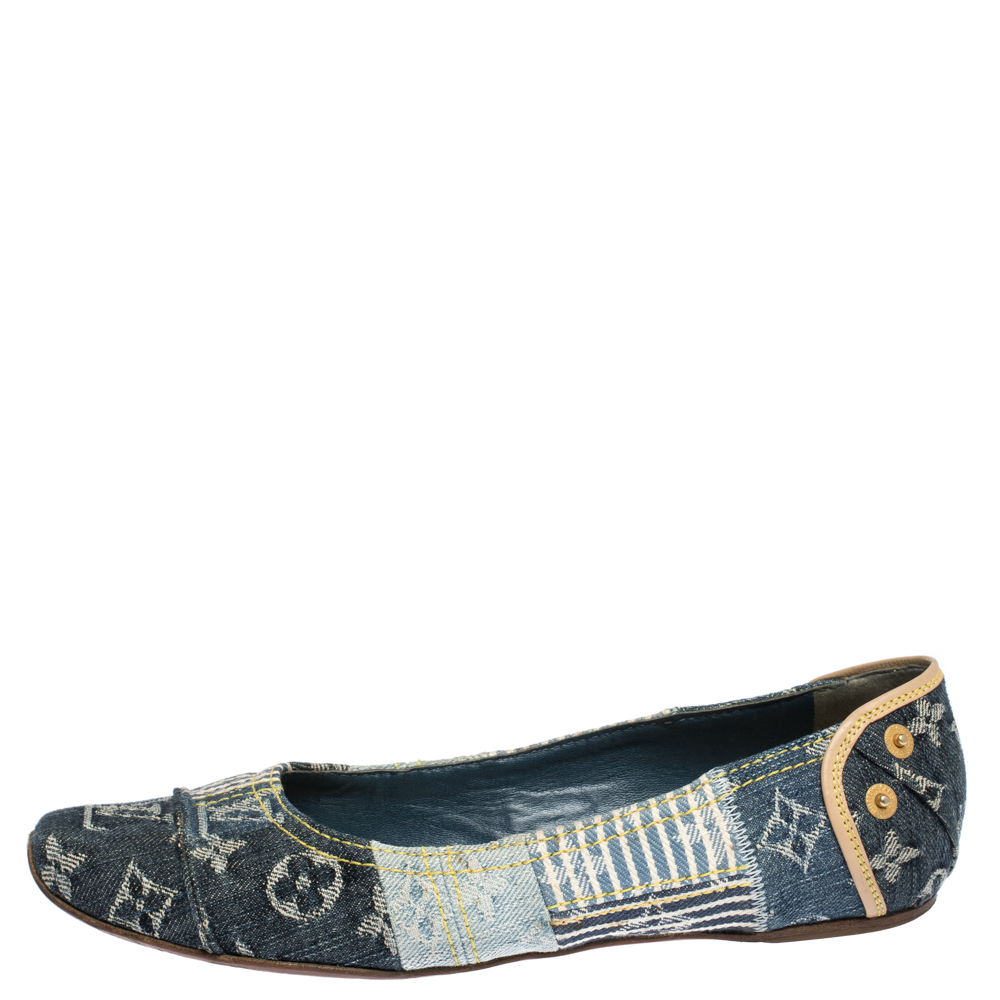 

Louis Vuitton Blue Monogram Denim Ballet Flats Size