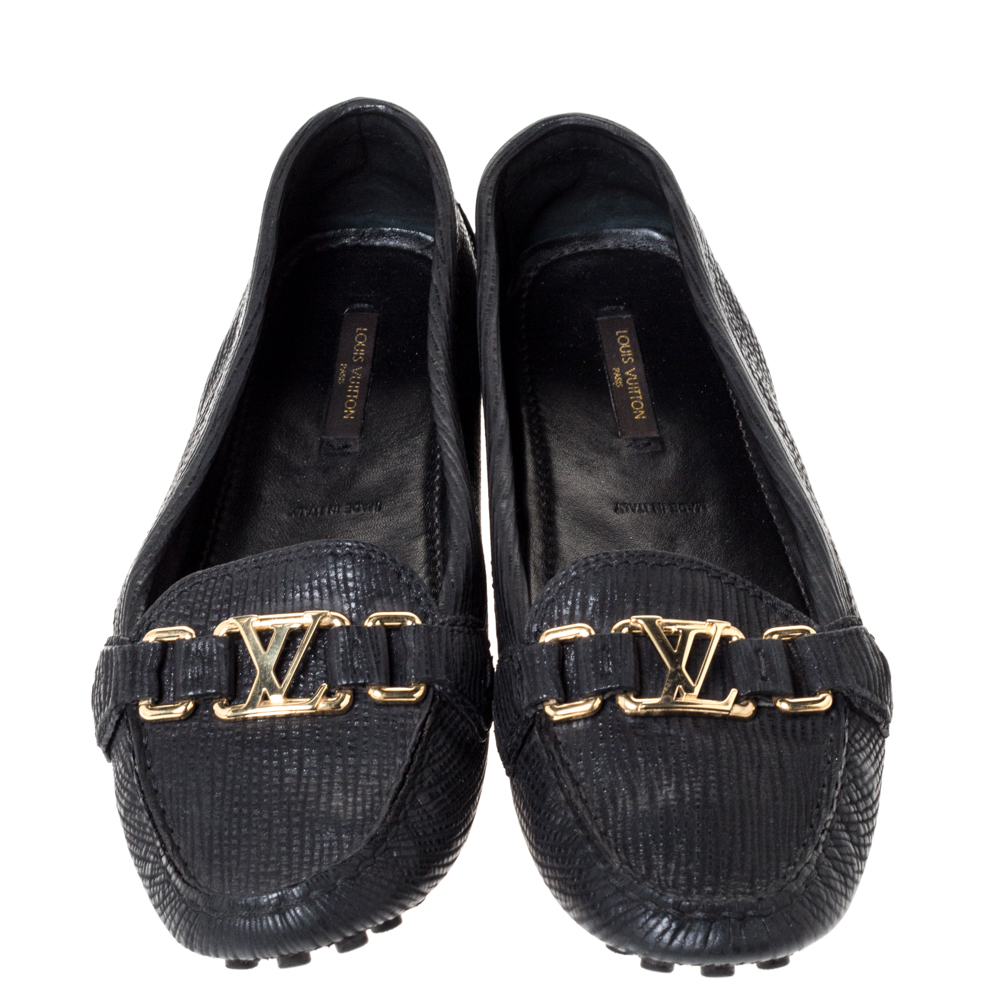 Louis Vuitton Black Textured Leather Oxford Loafers Size 40 Louis Vuitton | TLC