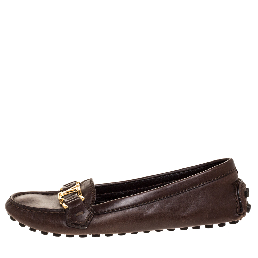 

Louis Vuitton Dark Brown Leather Oxford Loafers Size