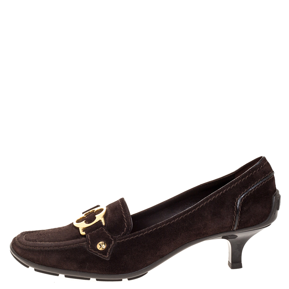 

Louis Vuitton Brown Suede Leather Loafer Pumps Size