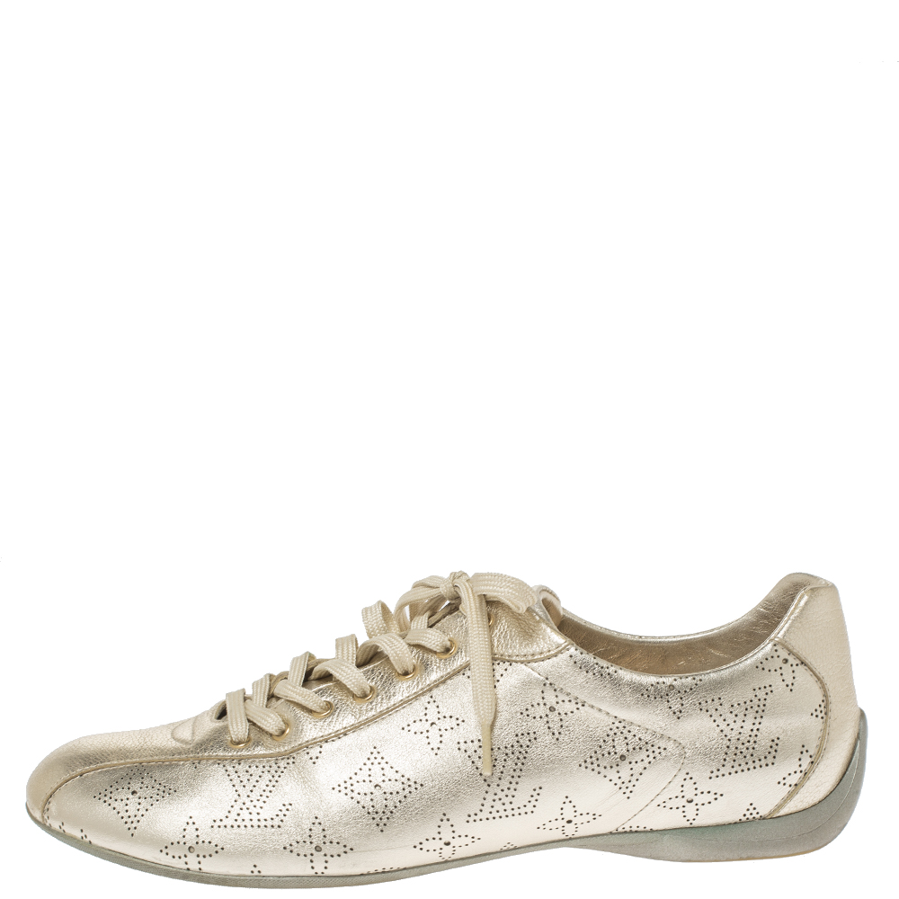 

Louis Vuitton Metallic Gold Mahina Leather Trainers Sneakers Size