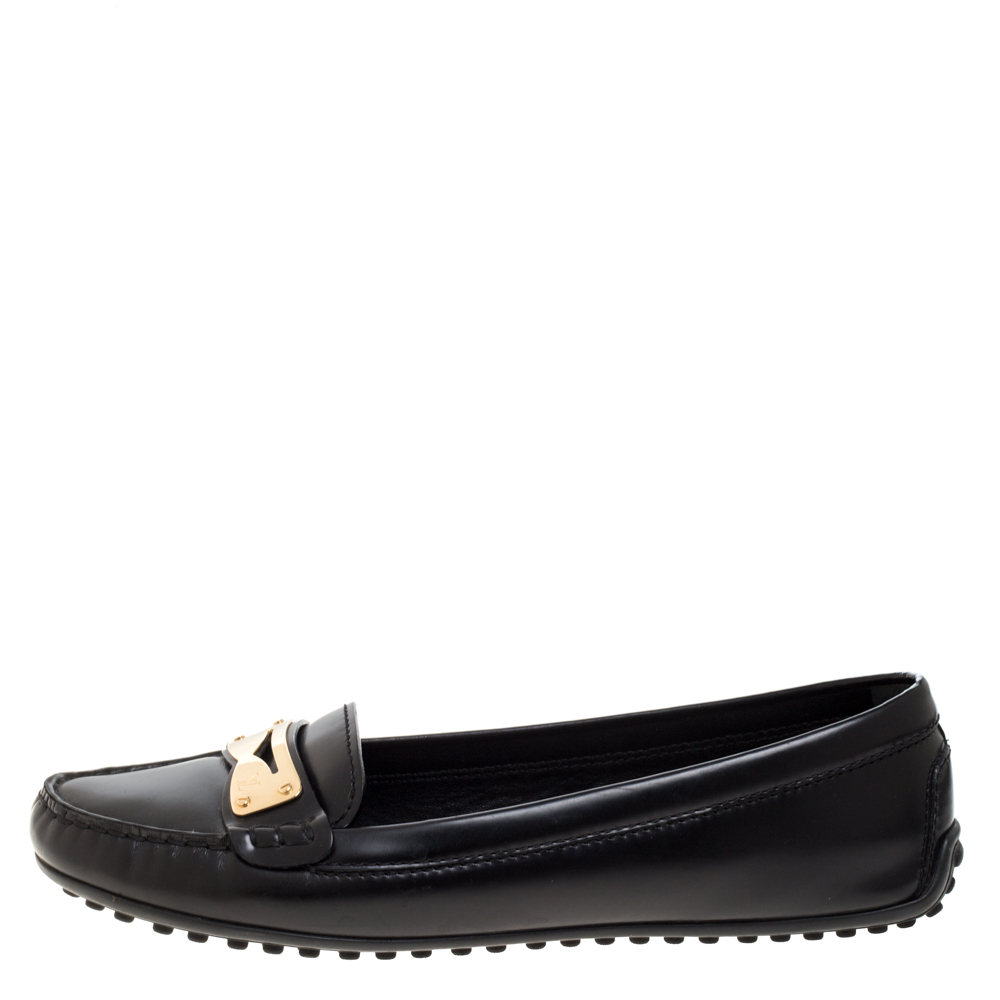 

Louis Vuitton Black Leather Ballet Flats Size
