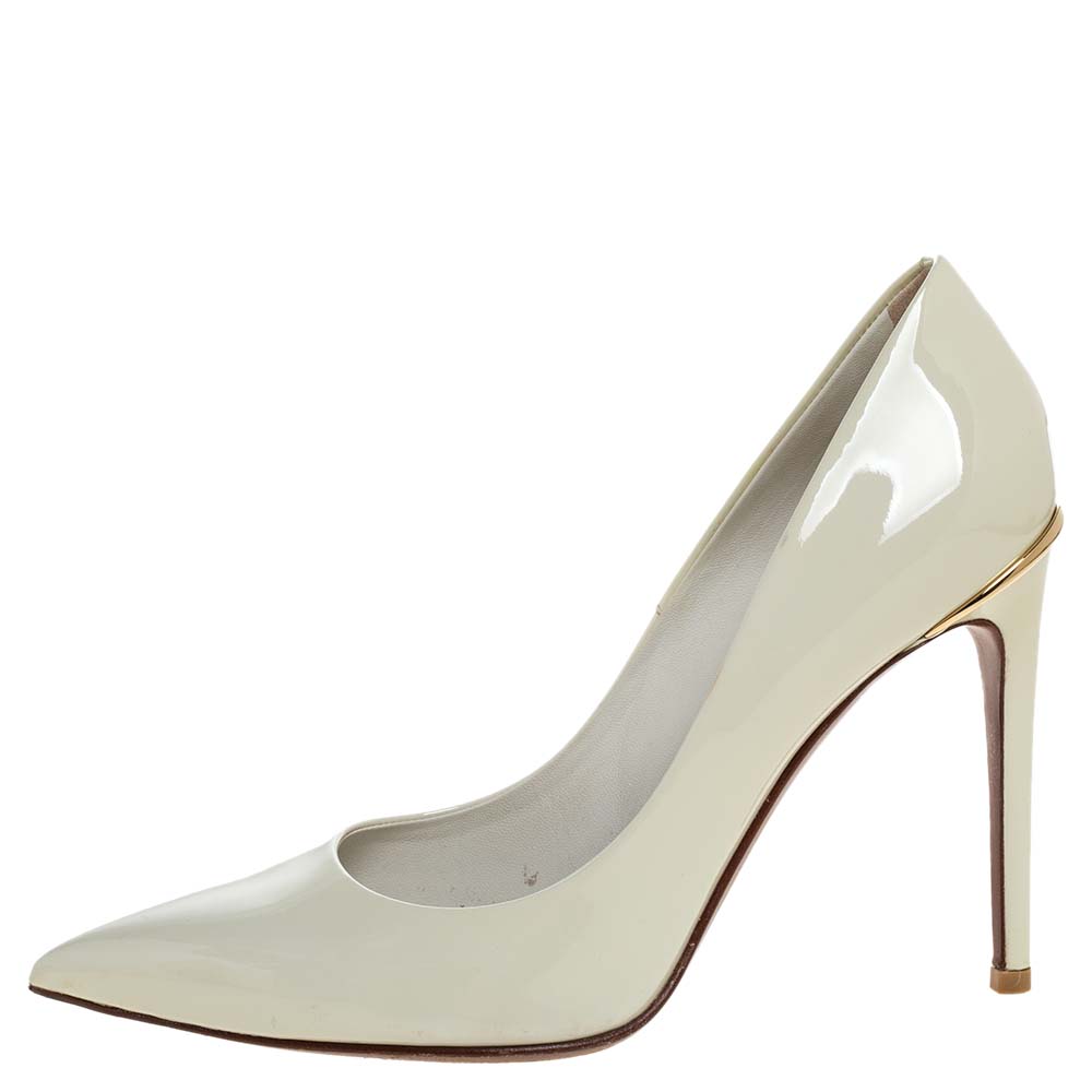 

Louis Vuitton White Patent Leather Eyeline Pointed Toe Pumps Size