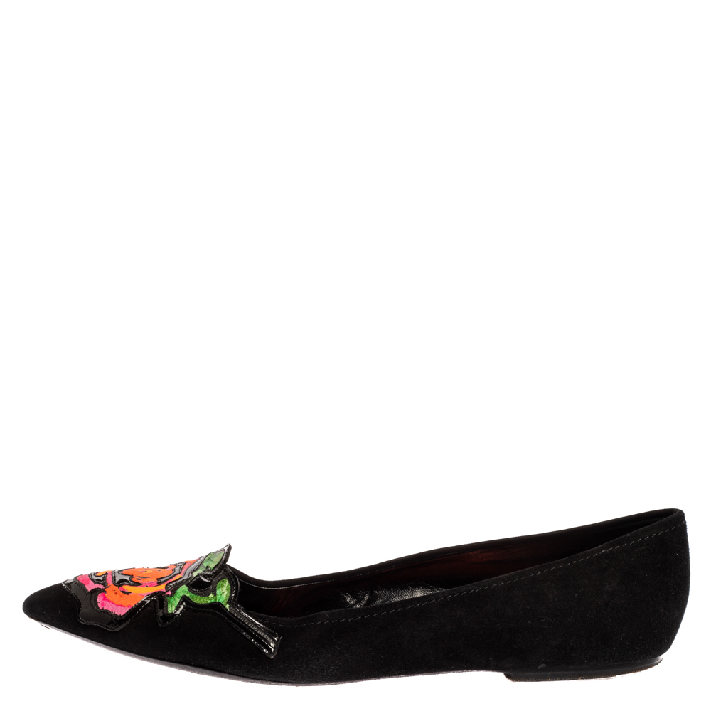 

Louis Vuitton Limited Edition Black Suede Stephen Sprouse Rose Pointed Toe Ballet Flat Size