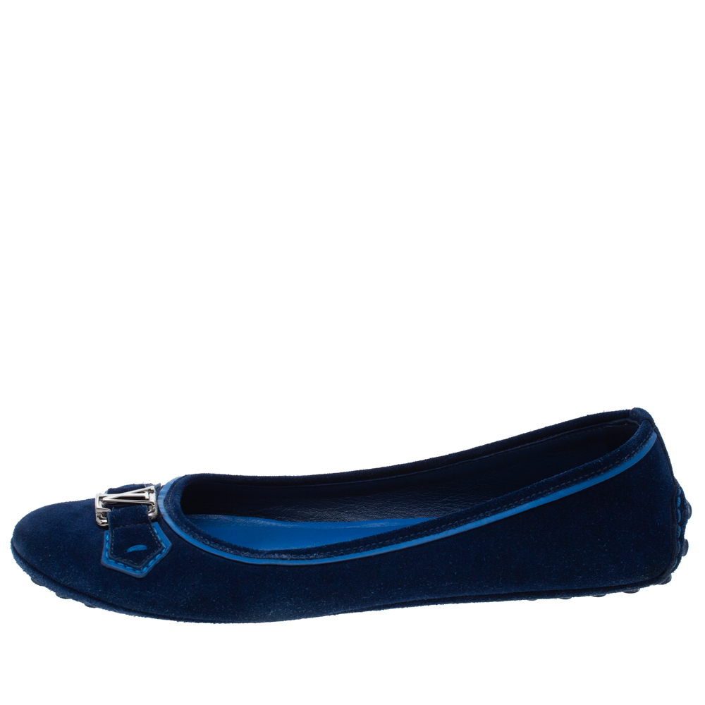 

Louis Vuitton Electric Blue Suede Oxford Ballet Flats Size