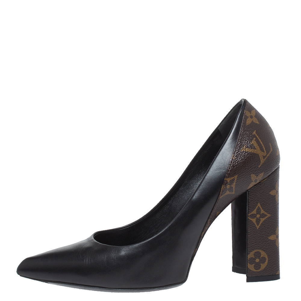 

Louis Vuitton Black Leather And Monogram Canvas Rodeo Queen Pumps Size