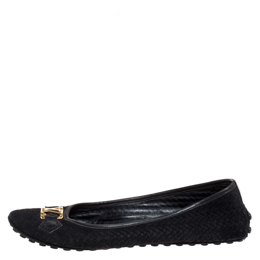 

Louis Vuitton Black Suede Oxford Ballet Flats Size