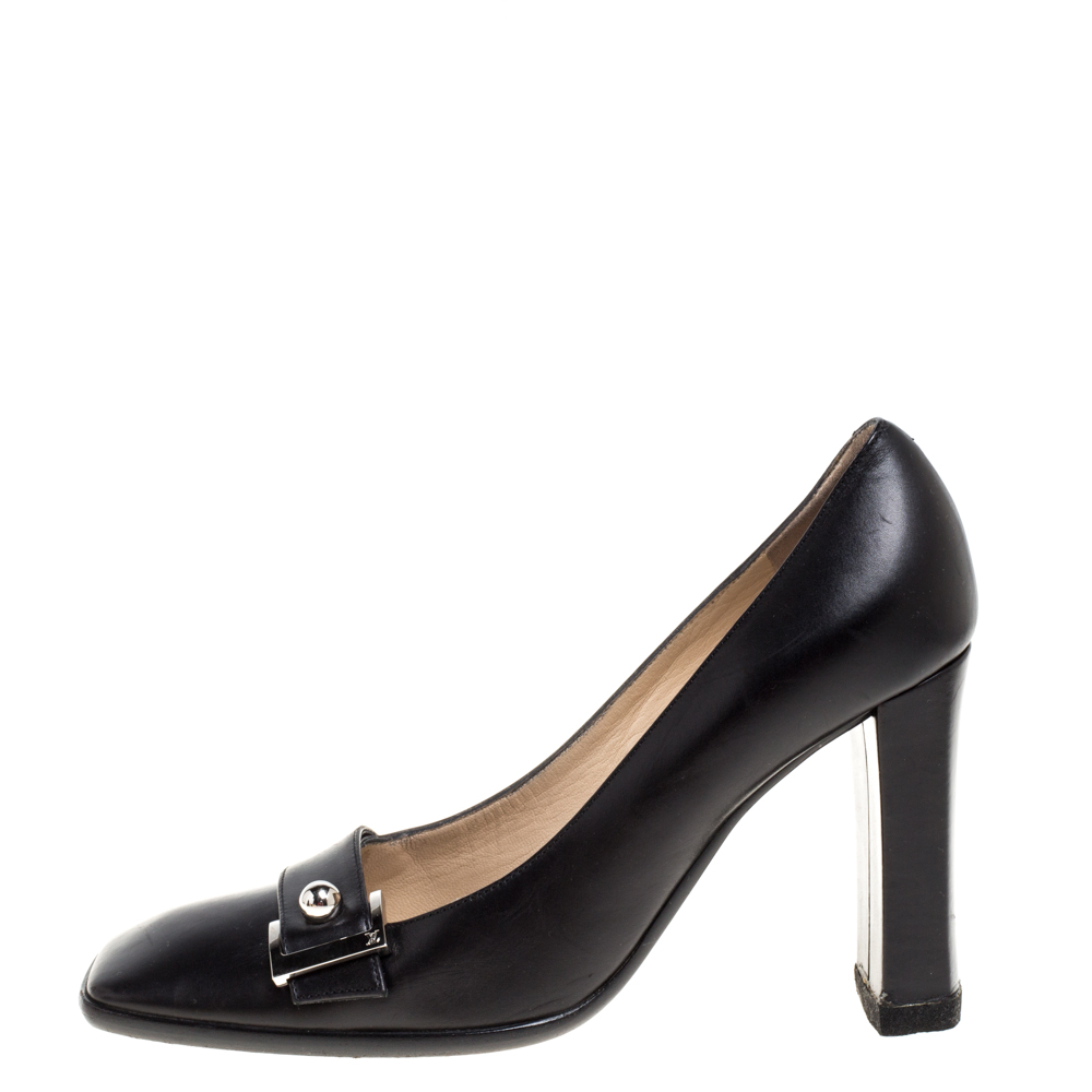 

Louis Vuitton Black Leather Square Toe Pumps Size
