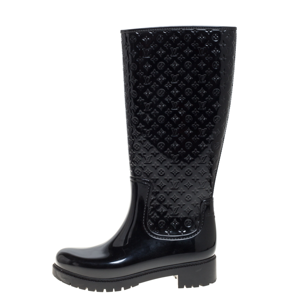 

Louis Vuitton Black Monogram Rubber Splash Rain Boots Size