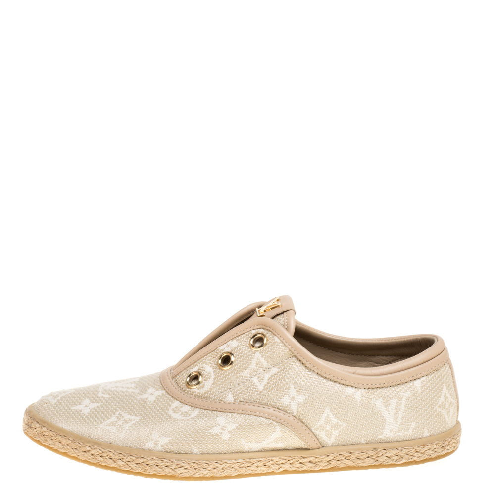 Louis Vuitton Beige Monogram Canvas Laceless Espadrille Sneakers Size 36 Louis  Vuitton