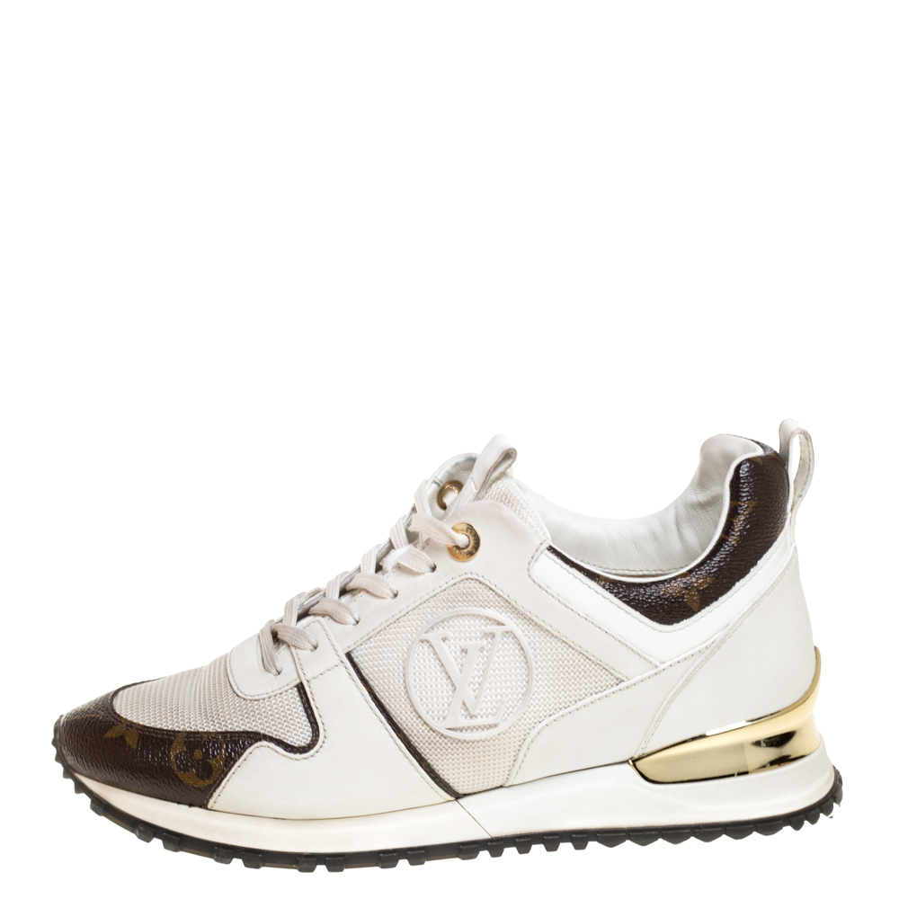 

Louis Vuitton White Monogram Canvas, Leather and Mesh Run Away Lace Up Sneakers Size