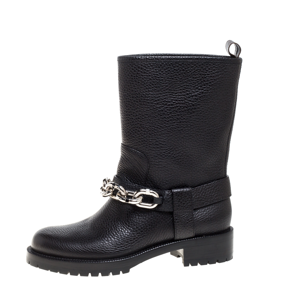 

Louis Vuitton Black Leather Chain Outlaw Boots Size