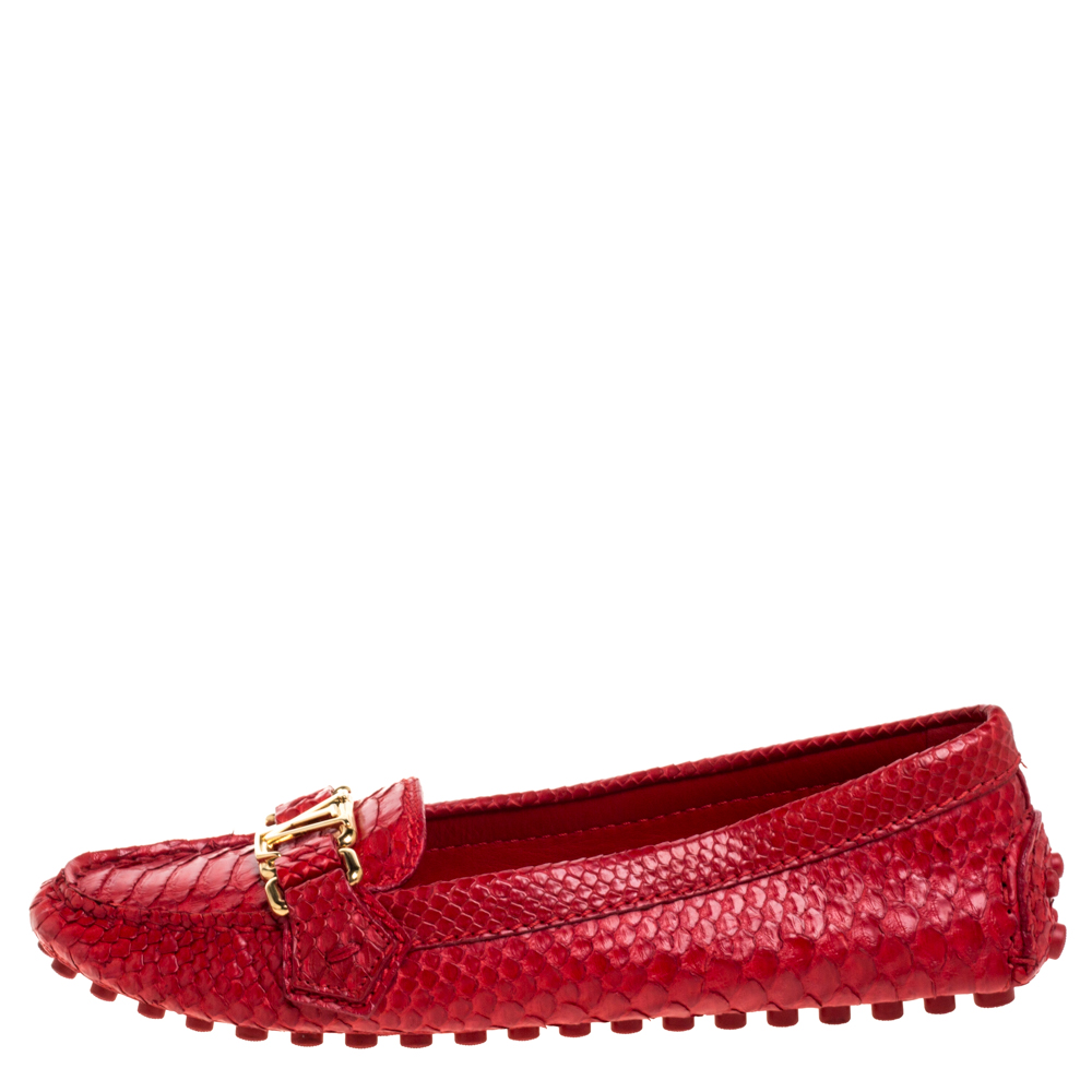 

Louis Vuitton Red Python Leather Loafers Size