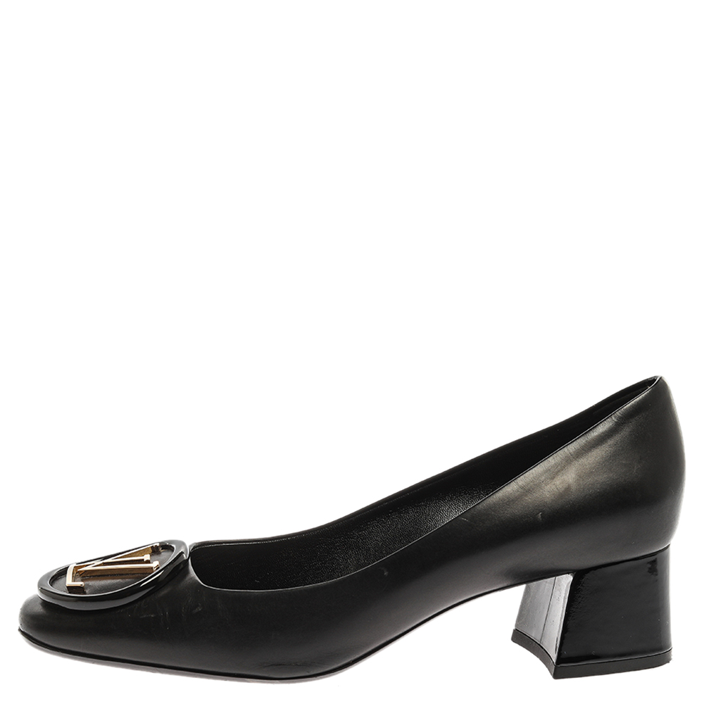 

Louis Vuitton Black Leather Madeleine Block Heel Pumps Size