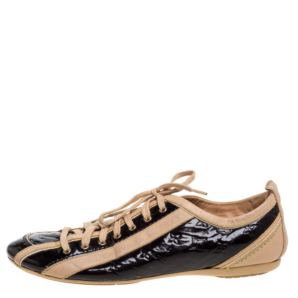 

Louis Vuitton Amarante/Beige Monogram Vernis and Leather Low Top Sneakers Size, Burgundy