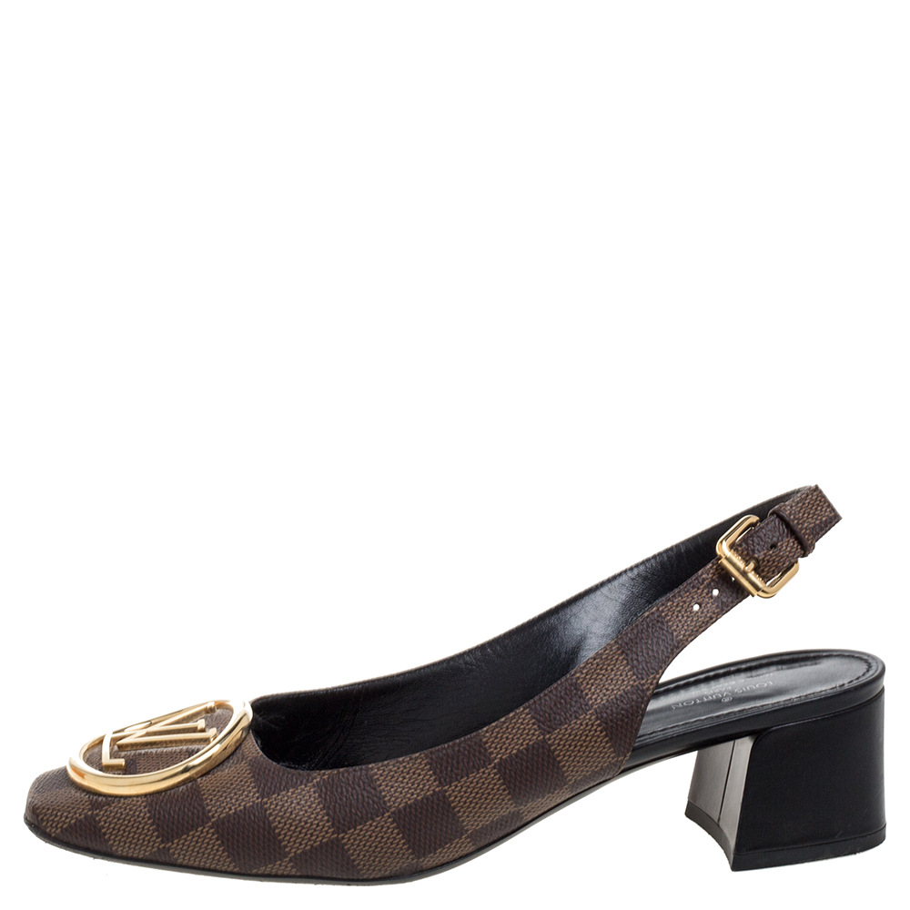 

Louis Vuitton Damier Ebene Coated Canvas Madeleine Slingback Sandals Size, Brown
