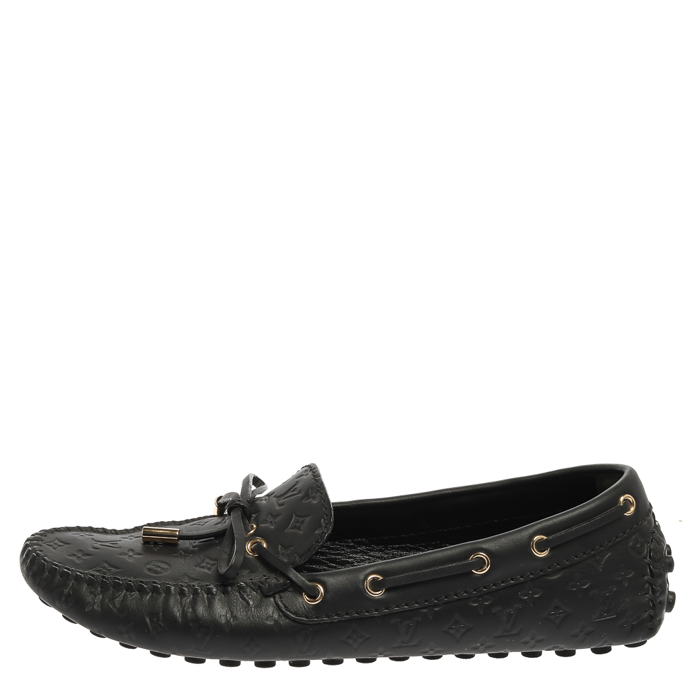 

Louis Vuitton Black Monogram Leather Gloria Loafers Size