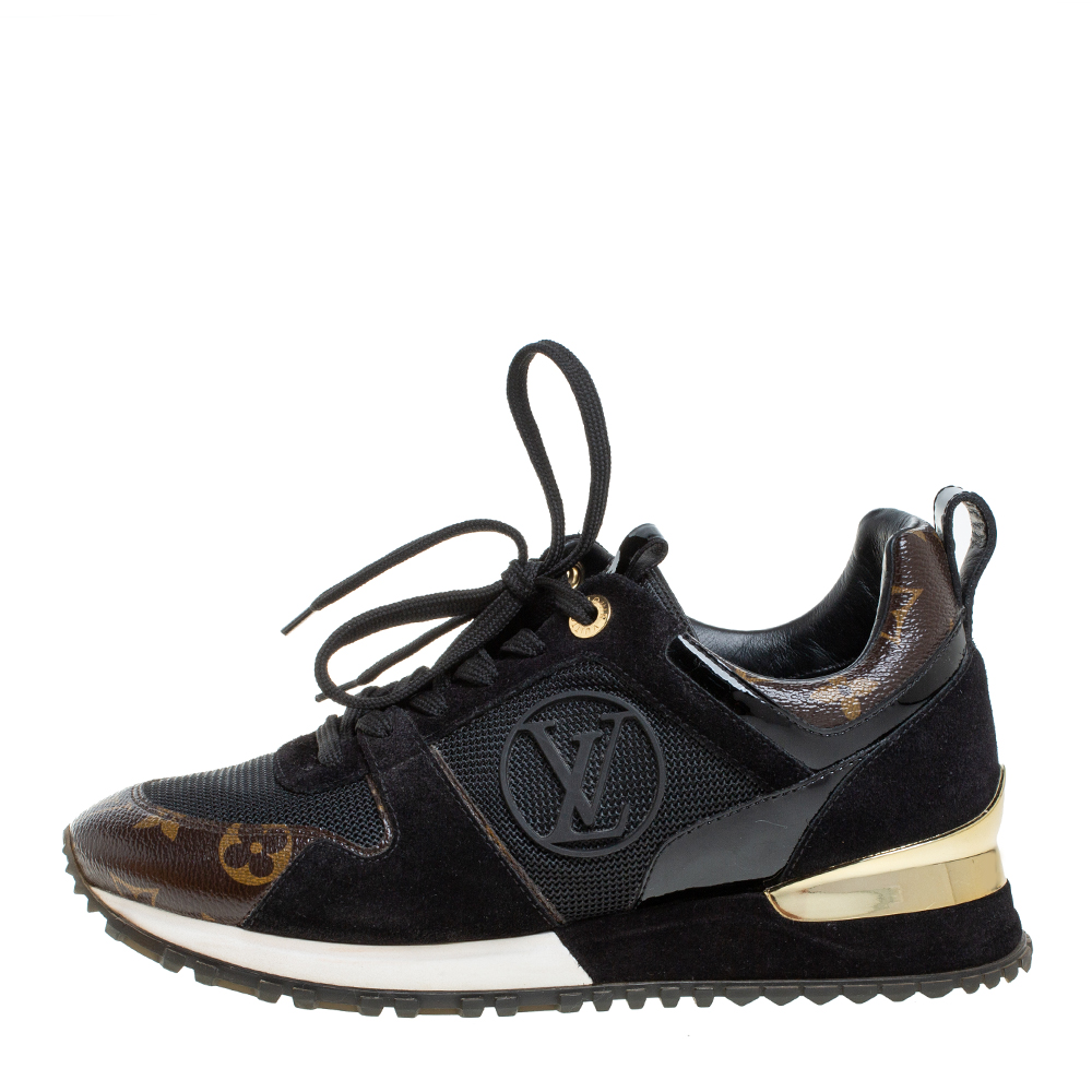 

Louis Vuitton Black/Brown Monogram Canvas And Mesh Run Away Lace Up Sneakers Size