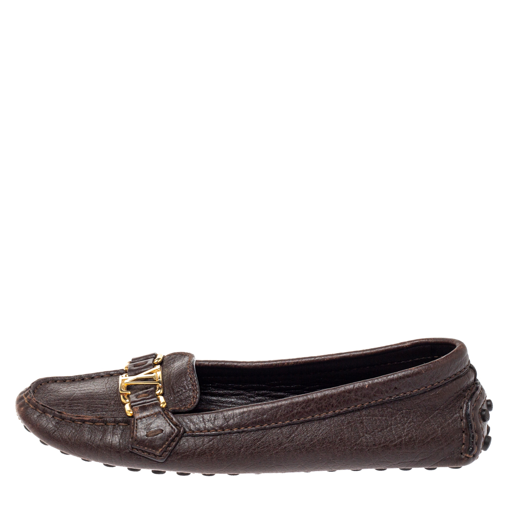 

Louis Vuitton Brown Leather Oxford Slip On Loafers Size