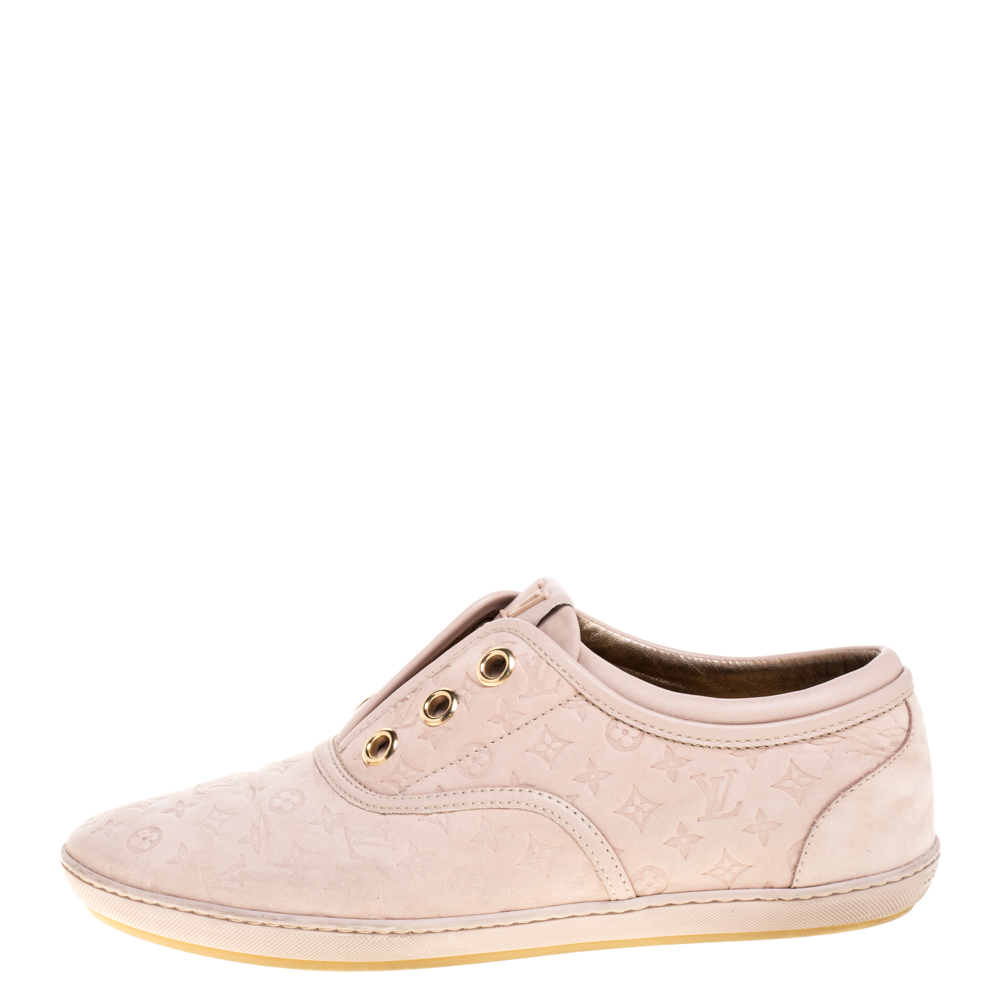 

Louis Vuitton Powder Pink Monogram Nubuck Leather Popincourt Sneakers Size