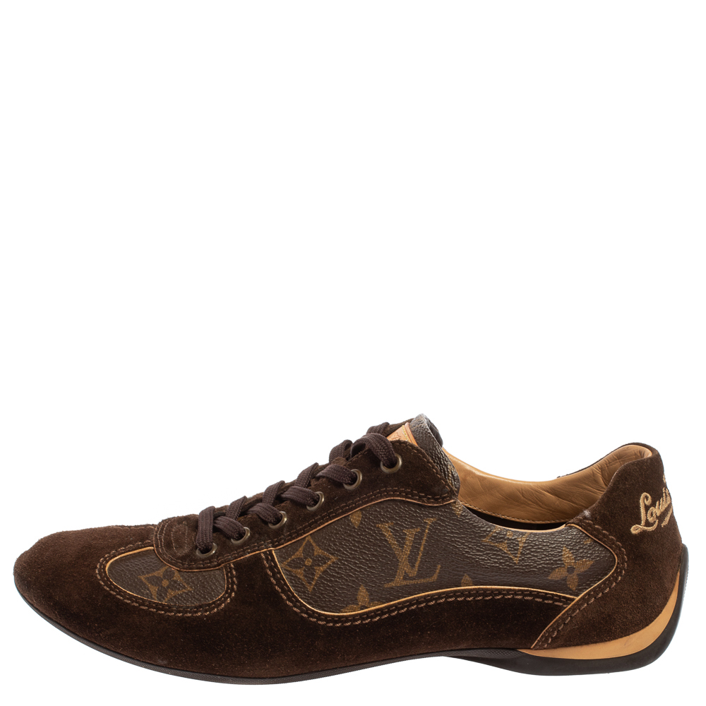 

Louis Vuitton Brown Monogram Canvas And Suede Leather Energie Low Top Sneakers Size