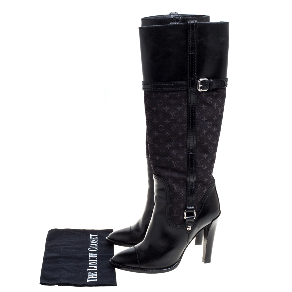 Louis Vuitton Black Leather Knee-High Boots Size 7/37.5 - Yoogi's Closet