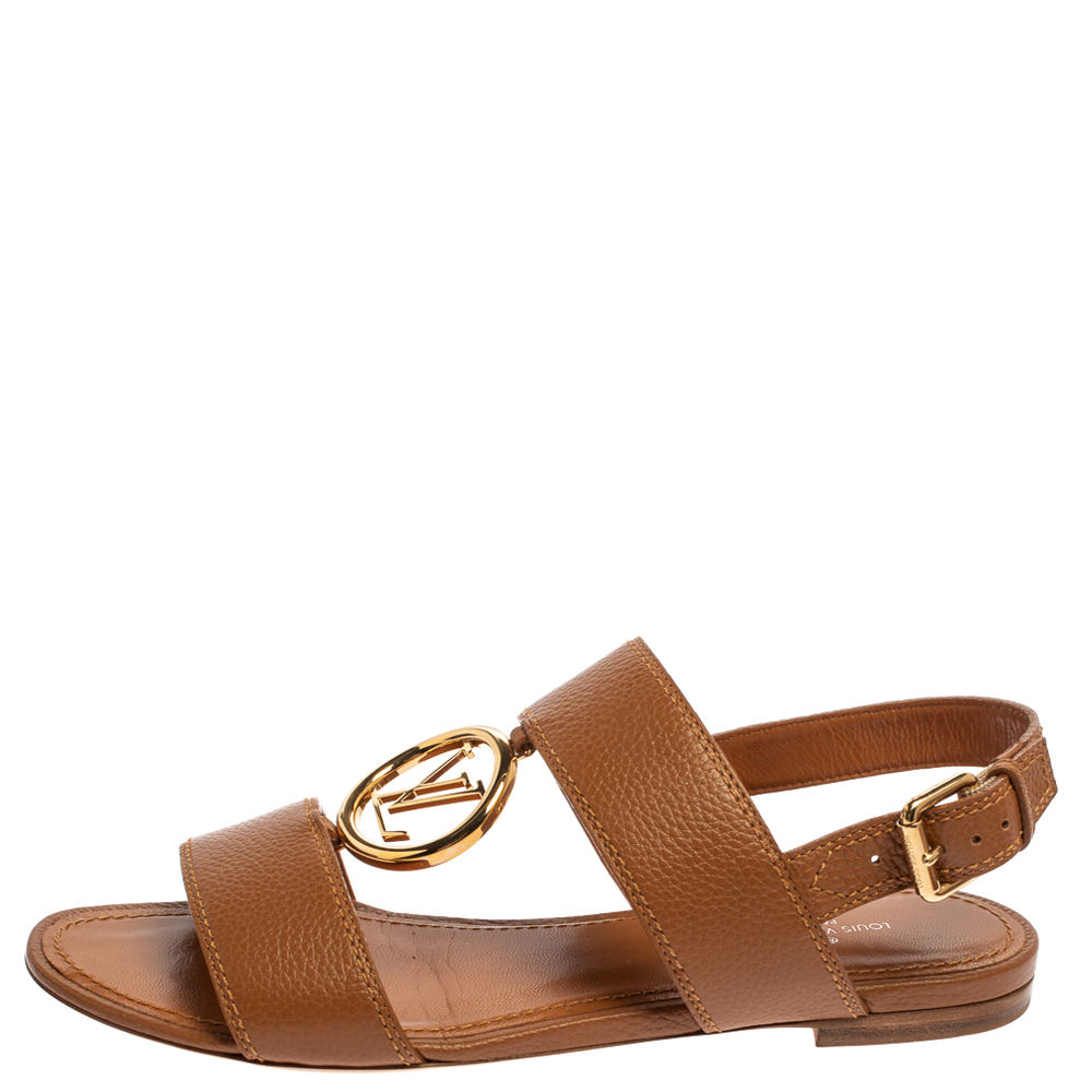 

Louis Vuitton Brown Leather Vedette Slingback Flat Sandals Size