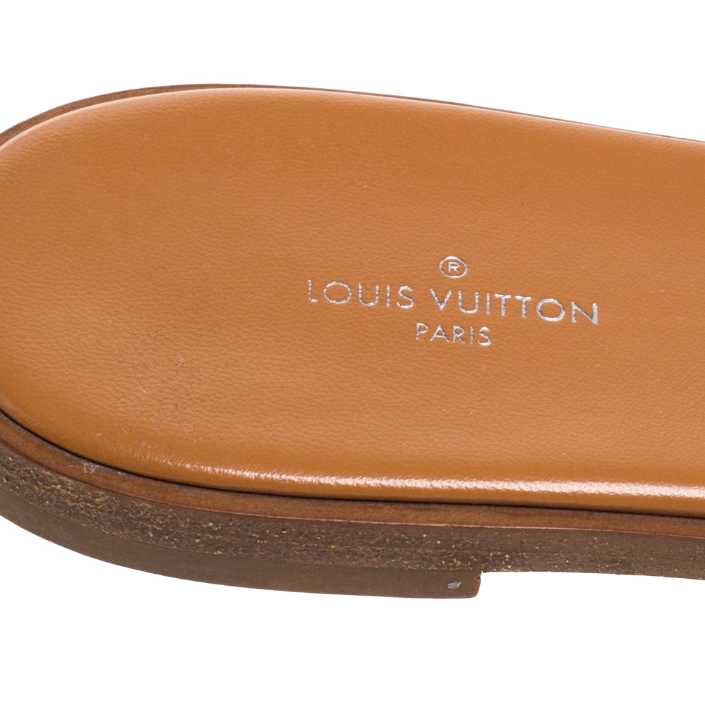 Louis Vuitton Cognac Brown Lock It Flat Mules 40 – The Closet