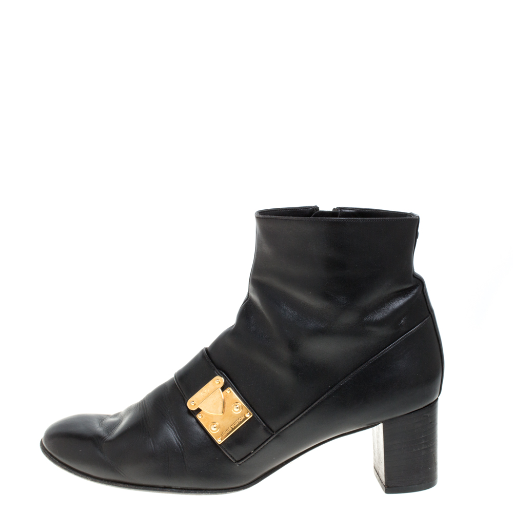 

Louis Vuitton Black Leather Zip Ankle Boots Size