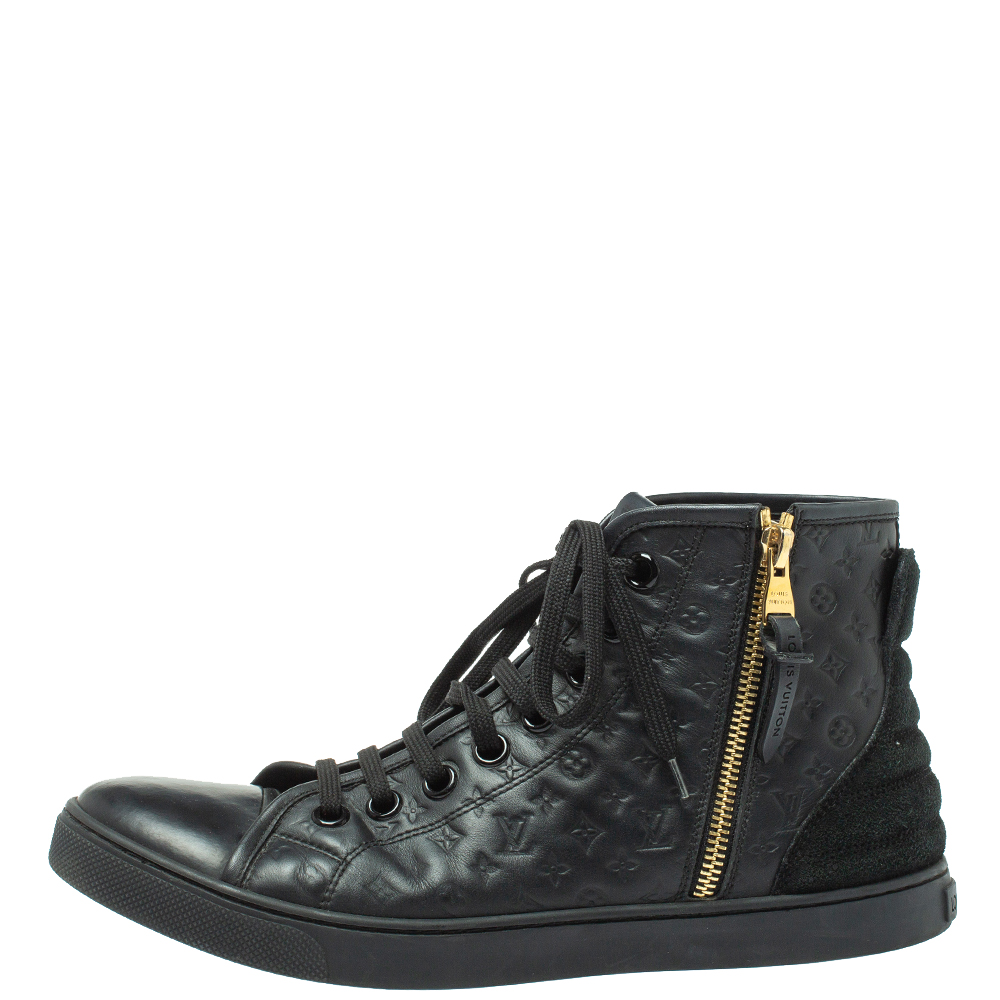

Louis Vuitton Black Monogram Empreinte Leather Punchy High Top Sneakers Size
