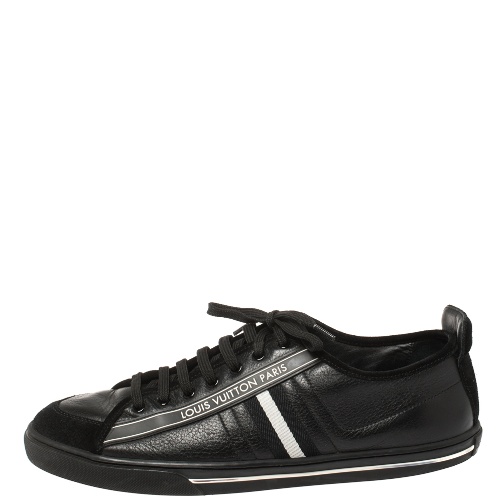 

Louis Vuitton Black Leather And Suede Low Top Sneakers Size