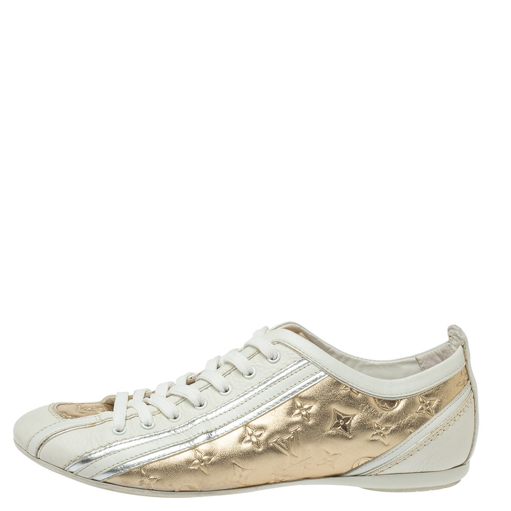 

Louis Vuitton White And Golden Leather Impulsion Sneaker Size