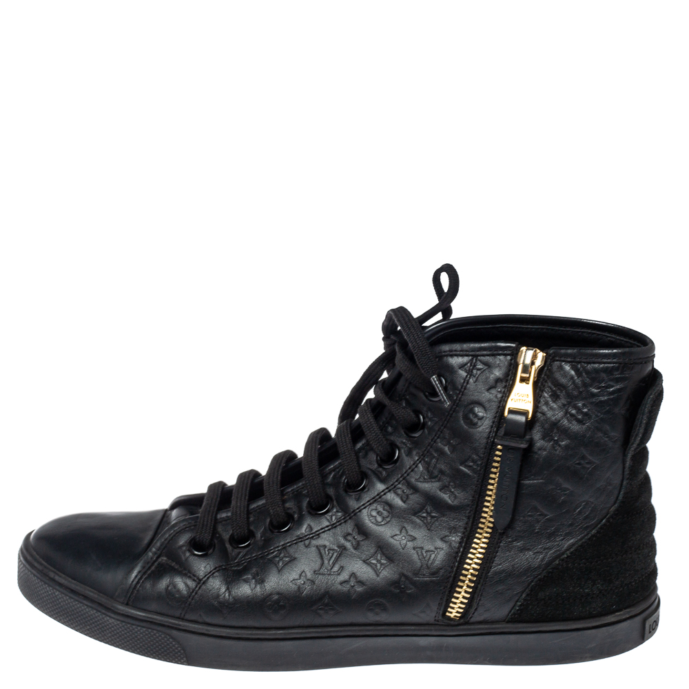 

Louis Vuitton Black Monogram Empreinte Leather And Suede Punchy High Top Sneakers Size