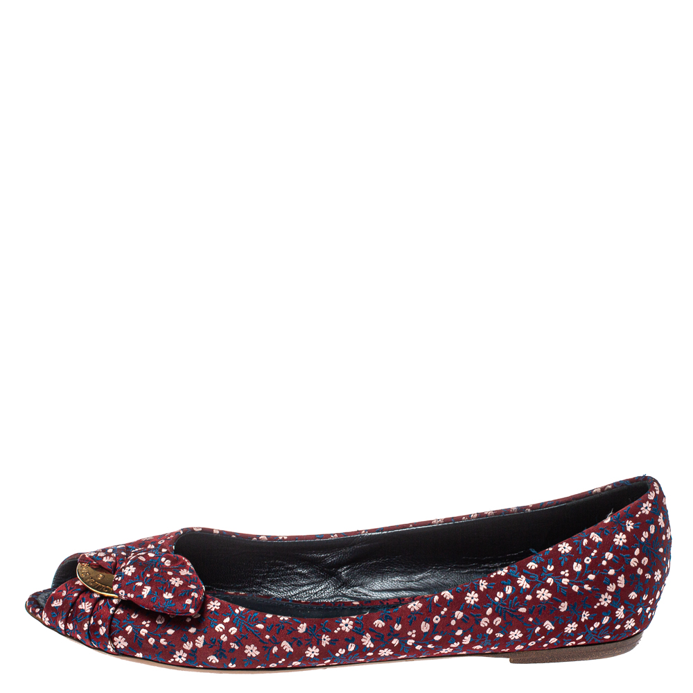 

Louis Vuitton Multicolor Print Fabric Catania Floral Peep Toe Flats Size39.5