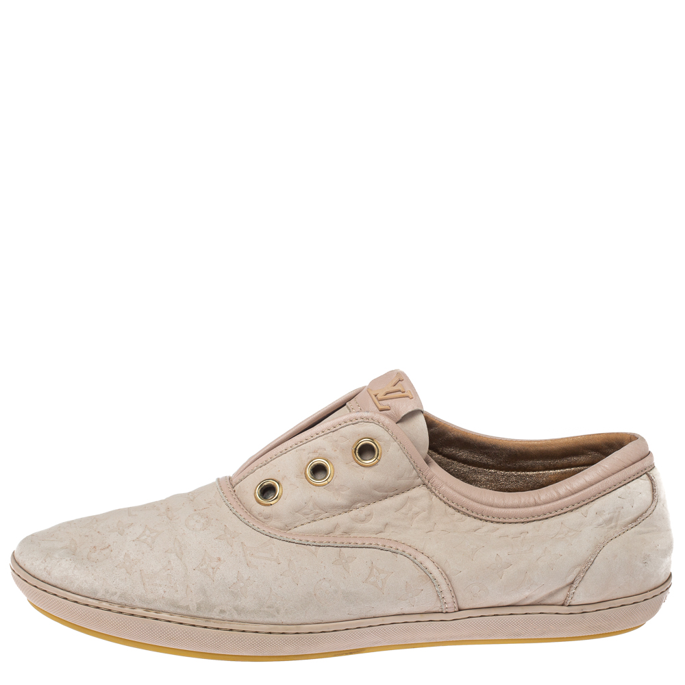 

Louis Vuitton Light Pink Monogram Leather Laceless Low Top Sneakers Size