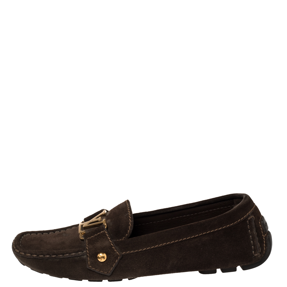 

Louis Vuitton Brown Suede Monte Carlo Loafers Size