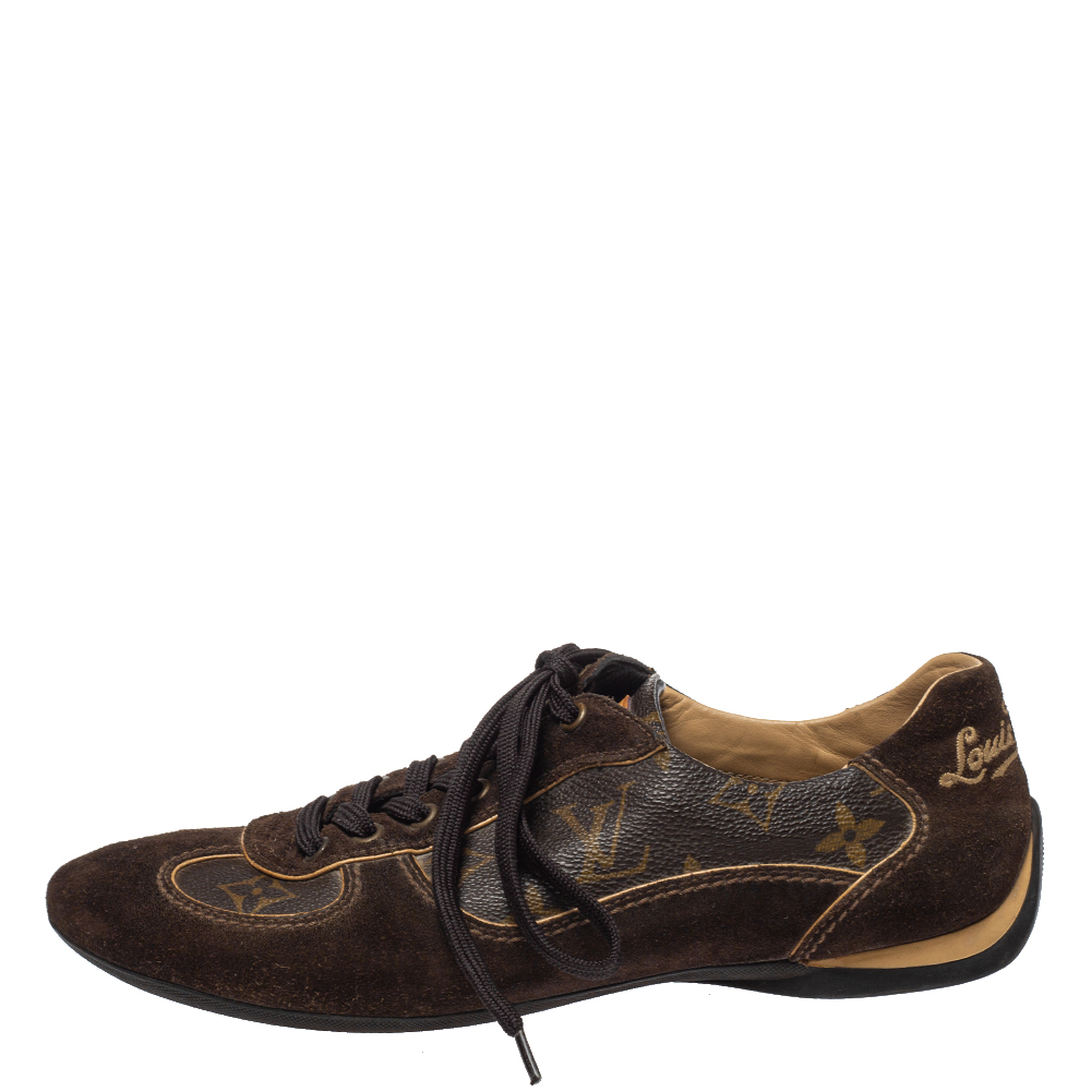 

Louis Vuitton Brown Suede and Monogram Canvas Energie Sneakers Size