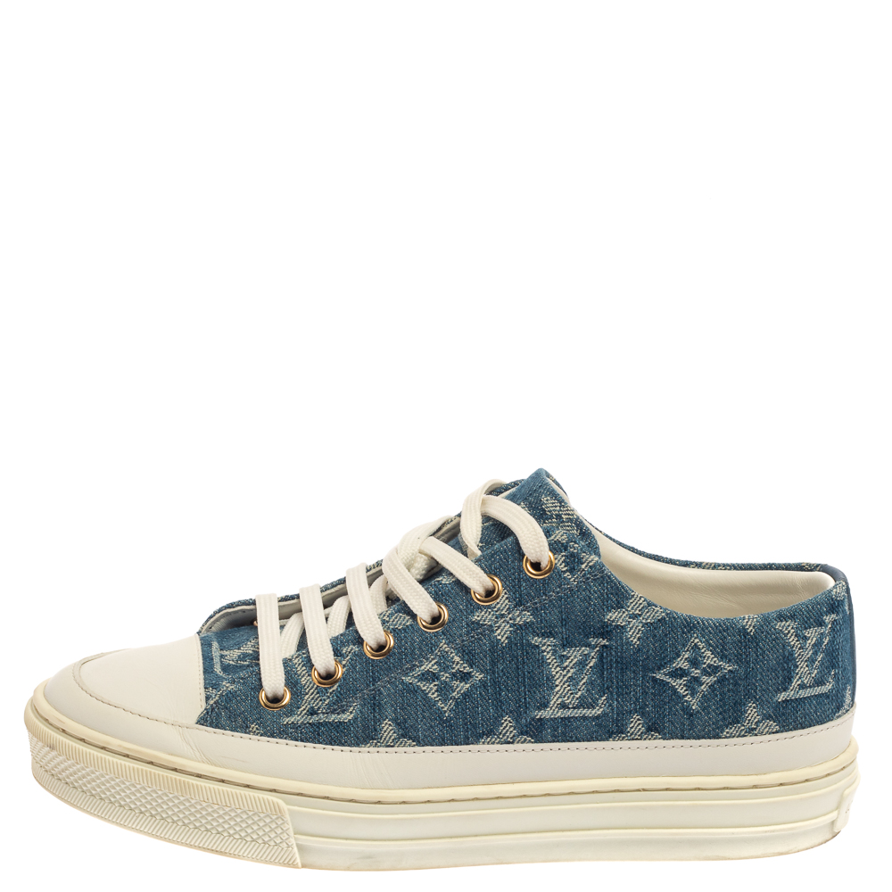 

Louis Vuitton Blue/White Monogram Denim Stellar Low Top Sneakers Size